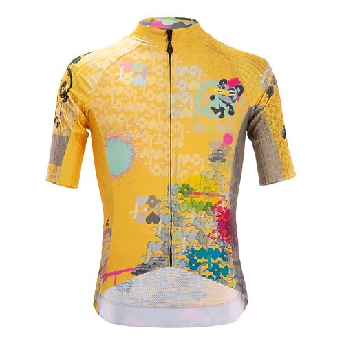 

21Grams Men's Cycling Jersey Short Sleeve Bike Top with 3 Rear Pockets Mountain Bike MTB Road Bike Cycling Breathable Quick Dry Moisture Wicking Reflective Strips Yellow Graphic Polyester Spandex