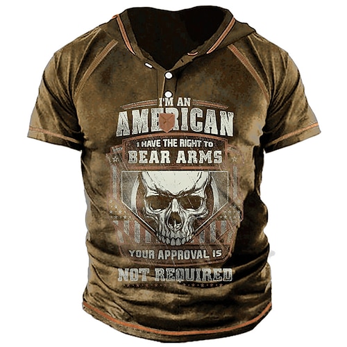 

Men's Unisex T shirt Tee Skull Graphic Prints Hooded Army Green Brown Navy Blue Black 3D Print Outdoor Street Short Sleeve Button-Down Print Clothing Apparel Sports Designer Casual Big and Tall