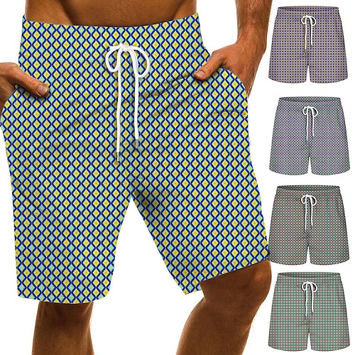 

Men's Swim Trunks Swim Shorts Quick Dry Board Shorts Bathing Suit with Pockets Drawstring Swimming Surfing Beach Water Sports Plaid Printed Spring Summer