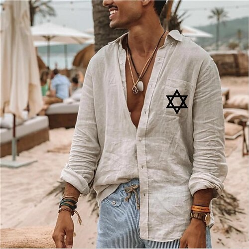 

Men's Shirt Hot Stamping Graphic Patterned Geometry Turndown Street Casual Button-Down Print Long Sleeve Tops Designer Casual Fashion Big and Tall Green White / Summer