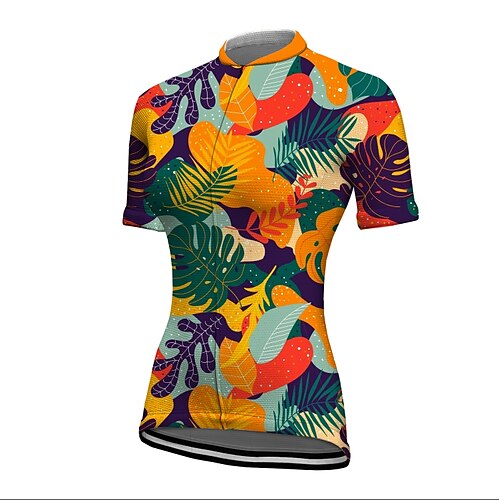 

21Grams Women's Cycling Jersey Short Sleeve Bike Jacket Tracksuit Jersey with 3 Rear Pockets Mountain Bike MTB Road Bike Cycling Breathable Quick Dry Reflective Strips Orange Graphic Patterned Animal