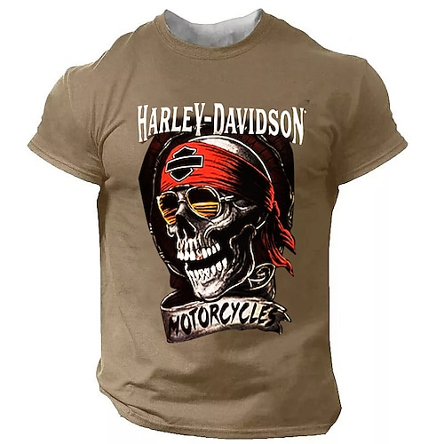 

Herren T Shirt Totenkopf Motiv Buchstabe Rundhalsausschnitt Grün Gelb Grau Schwarz Casual Täglich Kurzarm Bekleidung Cool Casual