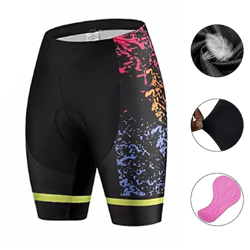 

21Grams Women's Bike Shorts Cycling Shorts Bike Padded Shorts / Chamois Mountain Bike MTB Road Bike Cycling Sports Stripes Graffiti 3D Pad Cycling Breathable Quick Dry Black Polyester Spandex
