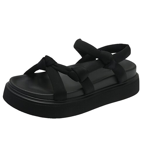 

Women's Sandals Flat Sandals Platform Slippers Puffy Sandals Flat Heel Open Toe Casual Minimalism Daily Canvas Loafer Spring Summer Solid Colored Black Army Green