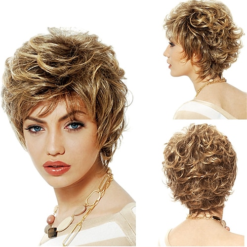 

Synthetic Wig Curly With Bangs Machine Made Wig Short Blonde Synthetic Hair Women's Soft Classic Easy to Carry Blonde / Daily Wear / Party / Evening