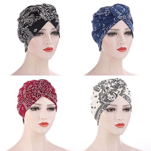 

4 farger kvinner muslimsk hijab hodeskjerf gjenvinnbar hette lue rund hijab cap lue bandanas hodedeksel turban lue søvn lue