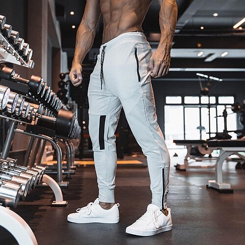 

Men's Joggers Sweatpants Zipper Pocket Ankle Zippers Bottoms Athletic Athleisure Cotton Breathable Moisture Wicking Soft Fitness Gym Workout Running Sportswear Activewear Solid Colored Black Khaki