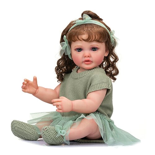 

22inch Full Body Soft Silicone Vinyl Reborn Toddler Girl Doll Betty 3D Skin Visible Veins Hand Rooted Hair Gifts For Children