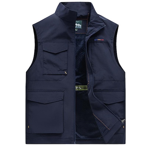 

Men's Fishing Vest Hiking Vest Sleeveless Vest / Gilet Top Outdoor Breathable Quick Dry Lightweight Comfortable ArmyGreen khaki Navy Blue Fishing Climbing Beach