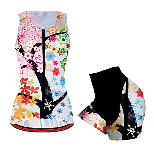 

21Grams Women's Cycling Vest Cycling Shorts Sleeveless Mountain Bike MTB Road Bike Cycling Rosy Pink Floral Botanical Bike Clothing Suit 3D Pad Breathable Quick Dry Moisture Wicking Back Pocket