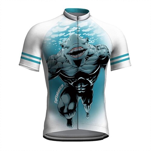 

21Grams Men's Cycling Jersey Short Sleeve Bike Jacket Tracksuit Jersey with 3 Rear Pockets Mountain Bike MTB Road Bike Cycling Cycling Breathable Quick Dry Reflective Strips White Graphic Animal