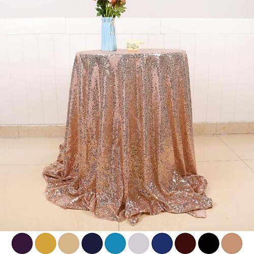 

Rose Gold Sequin Wedding Tablecloth Polyester Sequin Overlay, Shiny Sequin Table Cover for Special Event Or Party Decoration, Holiday, Christmas, Buffet