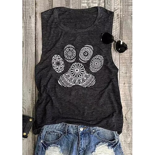 

Women's Tank Top Graphic Patterned Daily Weekend Tank Top Camis Sleeveless Print Round Neck Casual Streetwear Dark Gray S