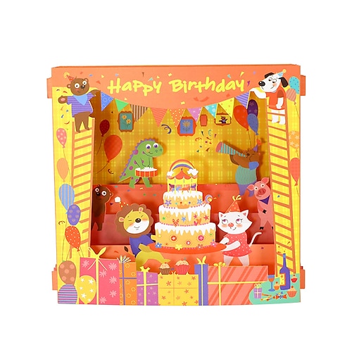 

1pcs Birthday Candy Cake Card 3D Pop-Up Cards Congratulations Cards for Gift Decoration Party with Envelope 6.15.9 inch Paper