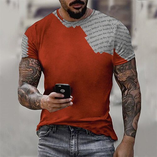 

Men's T shirt Tee 3D Print Graphic Patterned Crew Neck Street Casual Print Short Sleeve Tops Basic Fashion Classic Comfortable Red / Summer
