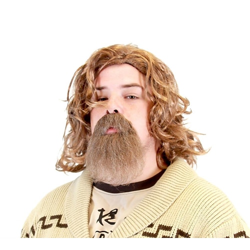 

morsom herreparykk den store lebowski dude parykk og fippskjegg sett