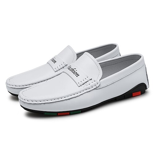 

Men's Loafers Slip-Ons Casual Classic Daily Office Career PU White Black Spring Summer