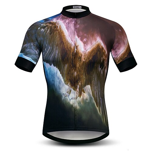 

21Grams Men's Cycling Jersey Short Sleeve Bike Jersey Top with 3 Rear Pockets Mountain Bike MTB Road Bike Cycling Breathable Quick Dry Moisture Wicking Reflective Strips Brown Bird Polyester Spandex