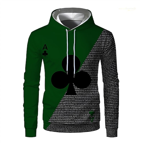 

Men's Pullover Hoodie Sweatshirt Graphic Patterned Poker Print Hooded Daily Sports Streetwear 3D Print Casual Big and Tall Hoodies Sweatshirts Long Sleeve Green