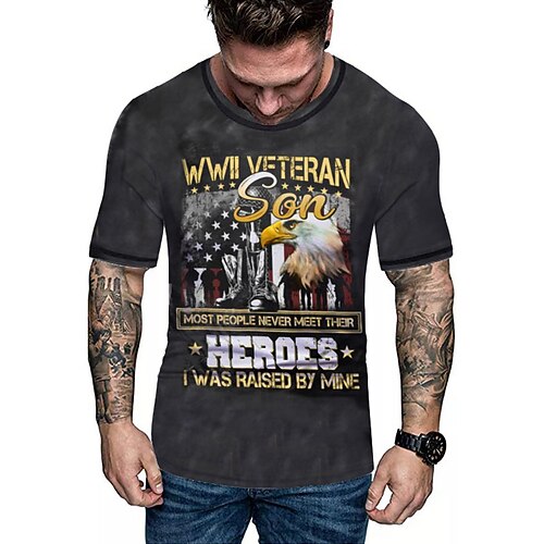 

Men's Unisex T shirt Tee 3D Print Graphic Prints Eagle Crew Neck Street Daily Print Short Sleeve Tops Designer Casual Big and Tall Sports Black / Summer