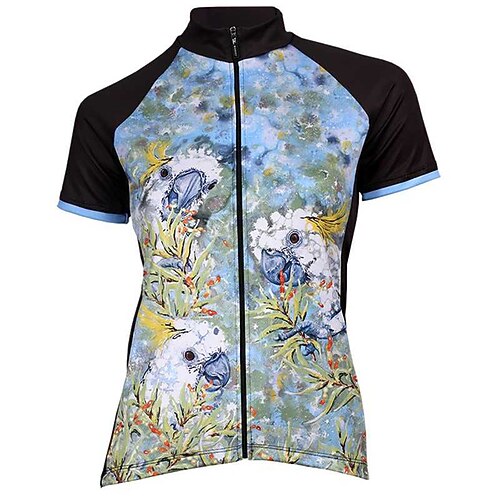 

21Grams Women's Short Sleeve Cycling Jersey Bike Top with 3 Rear Pockets Mountain Bike MTB Road Bike Cycling Breathable Quick Dry Moisture Wicking Green Floral Botanical Spandex Polyester Sports