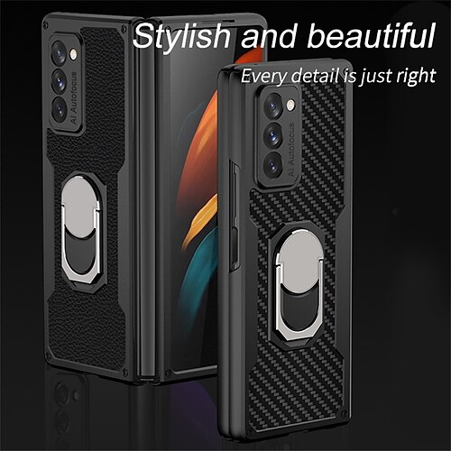 

Phone Case For Samsung Galaxy Classic Series Z Fold 2 Bumper Frame Ring Holder Full Body Protective Camouflage PC