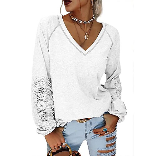 

Women's Sweatshirt Pullover V Neck Plain Casual Sports Streetwear Clothing Apparel Hoodies Sweatshirts Green White