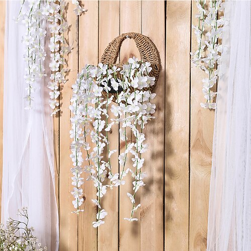 

5pcs Flower Garland Fake Rose Vine Artificial Flower Hanging Rose Ivy Home Hotel Office Wedding Party Garden Craft Art Décor
