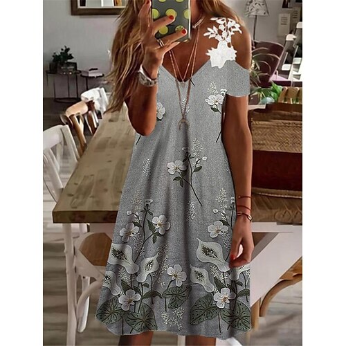 

Women's Casual Dress Midi Dress Pink Dark Green Gray Short Sleeve Floral Lace Spring Summer V Neck 2022 S M L XL XXL 3XL