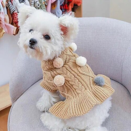 

Pet Sweater Autumn/winter Dog/cat Clothes Sweater Teddy Bear Skirt Princess Ball Ball Ball Wool Skirt