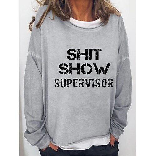 

Women's Pullover Letter Print Casual Daily Hot Stamping Basic Casual Hoodies Sweatshirts Black Khaki Light Grey