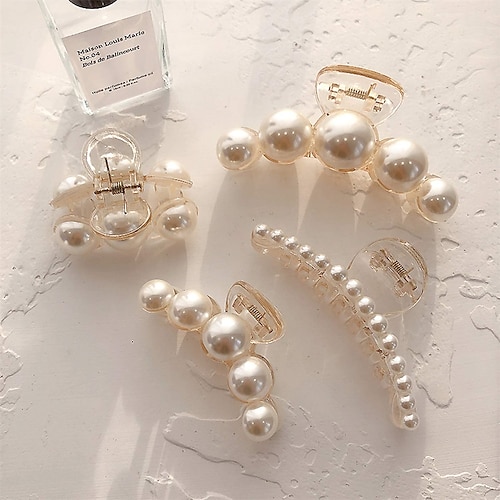 

Trendy Pearls Hairpins Hair Ornaments Shiny Big Pearls Acrylic Crab Hair Claws For Women Girl Accessories Headwear