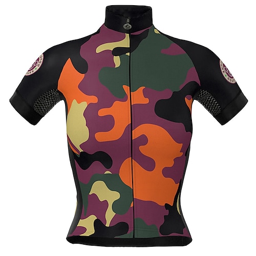 

21Grams Women's Cycling Jersey Short Sleeve Bike Top with 3 Rear Pockets Mountain Bike MTB Road Bike Cycling Breathable Quick Dry Moisture Wicking Reflective Strips Fuchsia Camo / Camouflage