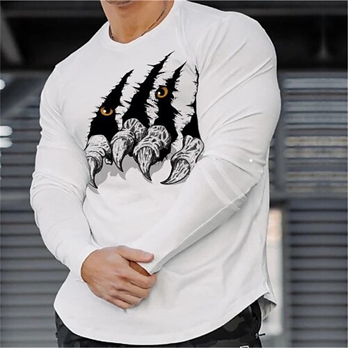 

Men's T shirt Tee 3D Print Graphic Prints Eagle Crew Neck Street Casual 3D Print Long Sleeve Tops Fashion Breathable Comfortable Big and Tall White / Summer / Spring / Summer
