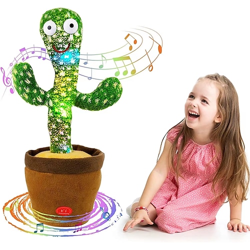 

Dancing Cactus Toys Talking Dancing Cactus Plush Toys Electronic Shaking Toys Repeat English Songs Plush Cactus Toys for Baby Dancing Cactus Plush Toys and Fun Toys for Kids (USB Charging)