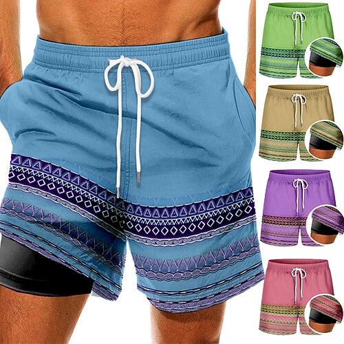

Men's Swim Trunks Swim Shorts Quick Dry Board Shorts Bathing Suit Compression Liner with Pockets Drawstring Swimming Surfing Beach Water Sports Printed Spring Summer