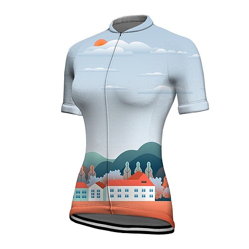 

21Grams Women's Cycling Jersey Short Sleeve Bike Jersey Top with 3 Rear Pockets Mountain Bike MTB Road Bike Cycling Breathable Quick Dry Moisture Wicking Blue Graphic Patterned Spandex Polyester