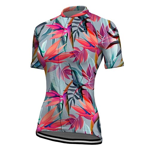 

21Grams Women's Cycling Jersey Short Sleeve Bike Jacket Tracksuit Jersey with 3 Rear Pockets Mountain Bike MTB Road Bike Cycling Breathable Quick Dry Reflective Strips Fuchsia Graphic Patterned Animal