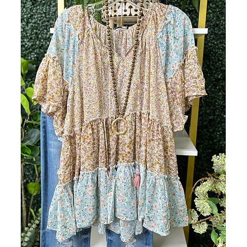 

Women's Plus Size Tops Blouse Shirt Floral Ruched Half Sleeve V Neck Hawaiian Daily Weekend Cotton Spring Summer Rainbow