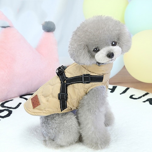 

New Dog Cotton Coat Chest and Back One Cotton Vest Reflective Traction Chest and Back Autumn and Winter Pet Two-legged Clothes