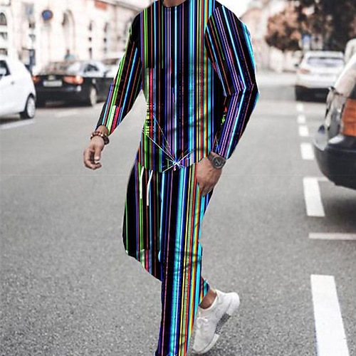 

Men's Tracksuit Hoodies Set Cartoon Graphic Patterned 2 Piece Print Sports Outdoor Casual Sports 3D Print Sportswear Basic Essential Hoodies Sweatshirts Black And White Black Blue