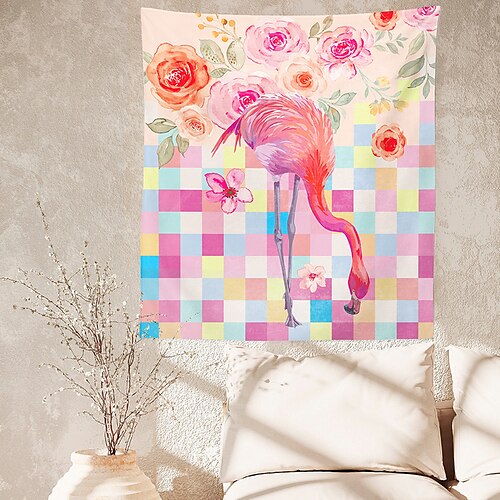 

Floral flamingo print tapestry 1 piece