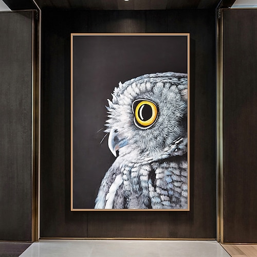 

Mintura Handmade Owl Animal Oil Paintings On Canvas Wall Art Decoration Modern Abstract Picture For Home Decor Rolled Frameless Unstretched Painting