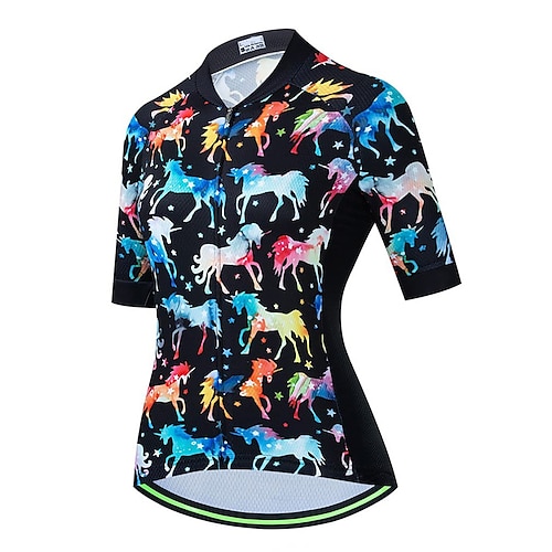 

21Grams Women's Short Sleeve Cycling Jersey Bike Top with 3 Rear Pockets Mountain Bike MTB Road Bike Cycling Breathable Quick Dry Moisture Wicking Black Spandex Polyester Sports Clothing Apparel