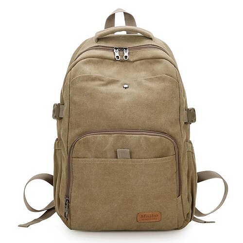 

Men's Unisex Commuter Backpack Canvas Solid Color Adjustable Large Capacity Zipper Sports & Outdoor Daily Office & Career Green Black Blue khaki Brown