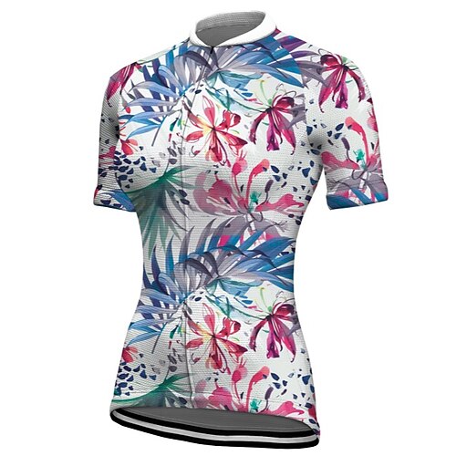 

21Grams Women's Cycling Jersey Short Sleeve Bike Jacket Tracksuit Jersey with 3 Rear Pockets Mountain Bike MTB Road Bike Cycling Breathable Quick Dry Reflective Strips White Graphic Patterned Animal