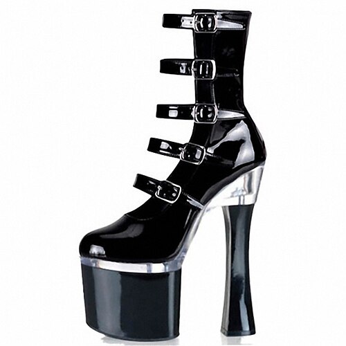 

Women's Pole Dancing Shoes Performance Pole Dancing Stilettos Ankle Boots Platform Solid Color Thick Heel Round Toe Zipper Adults' Silver / Black Black / Silver Black / White