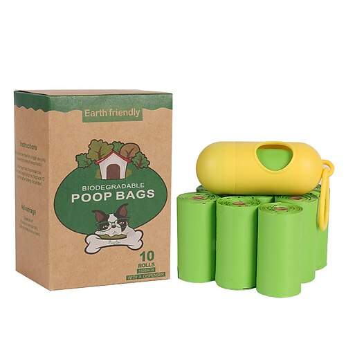 

10 Rolls Pet Garbage Bag Cornstarch Biodegradable Dog Poop Bag Compostable Garbage Bag Poop Bag Dispenser