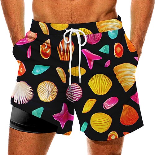

Men's Swim Trunks Swim Shorts Quick Dry Board Shorts Bathing Suit Compression Liner with Pockets Drawstring Swimming Surfing Beach Water Sports Printed Spring Summer
