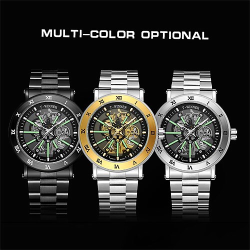 

WINNER Mechanical Watch for Men's Analog Automatic self-winding Sexy Stylish Modern Style Waterproof Chronograph Luminous Alloy Stainless Steel Creative